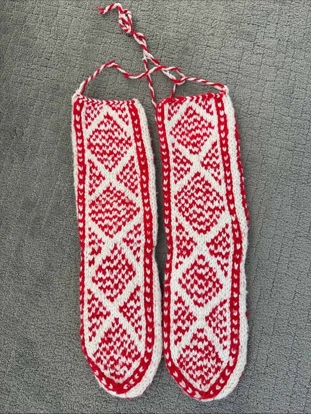 Red and White Knit Moccasins with Geometric Pattern Muk Luks